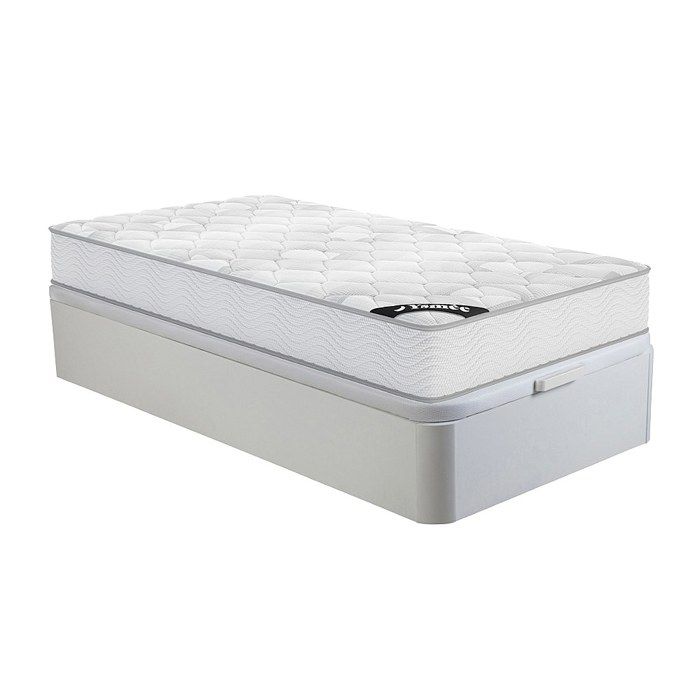 Ensemble 90 x 190 cm sommier coffre blanc + matelas ressorts ensachés ép.20cm - SONGE de YSMÉE