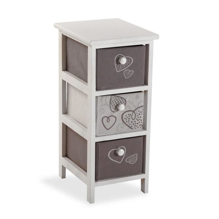 armoire étagère de salle de bain cozy - versa - 56 x 25 x 30 cm - bois - gris et blanc