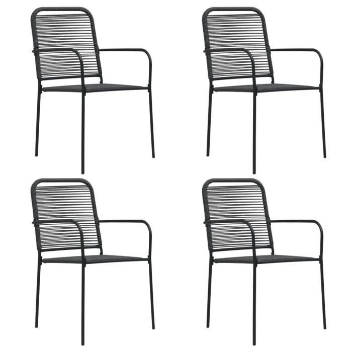 vidaXL Chaises de jardin 4 pcs Corde en coton et acier