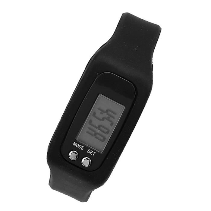 Vvikizy Bracelet podomètre Bracelet intelligent montre Bracelet compteur de calories podomètre sport Fitness bijoux montre Noir