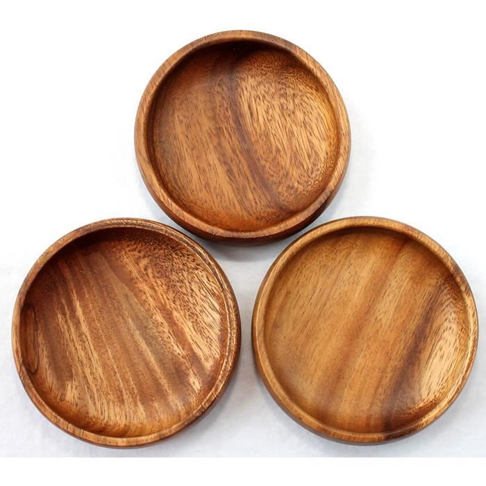 Lot De 4 Bols à Fruits En Bois D'Acacia - Bols De Service Décoratifs 10cm