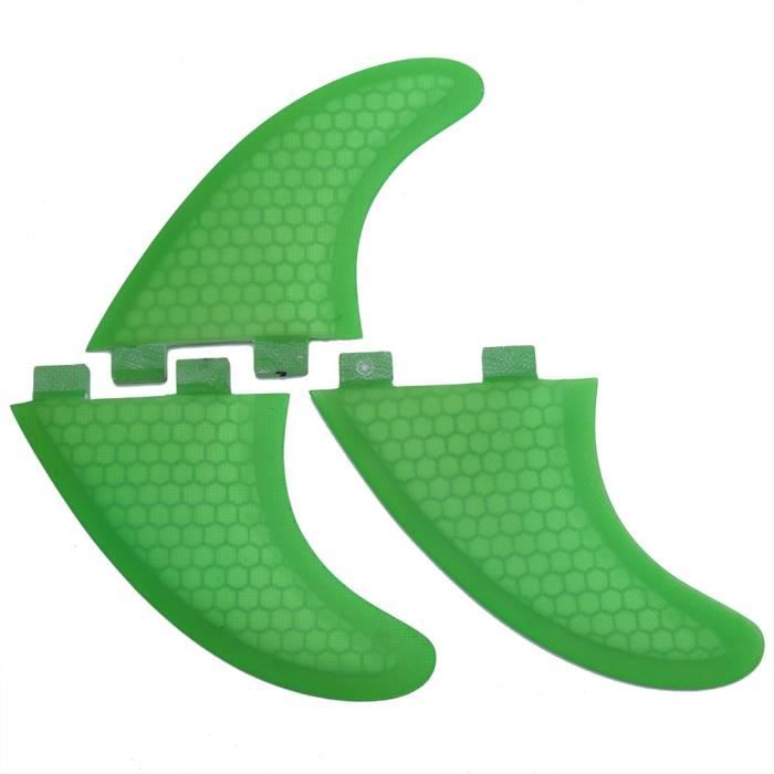 Ailerons De Surf Keenso – Tri Set Thruster (G7) – Fibre De Verre, Vert – Compatibles FCS/Futures – Pour Shortboard, Funboard, Longboard