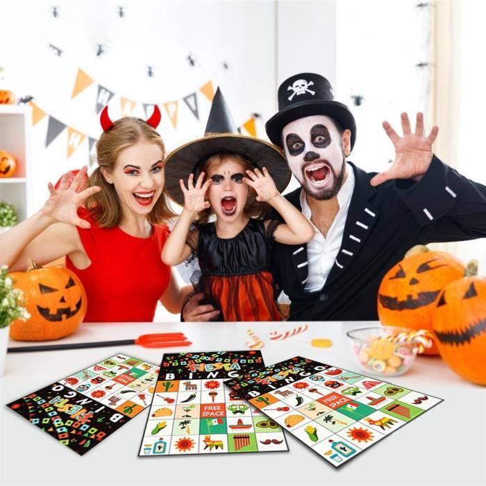 JOYIN 32 Halloween Bingo Cartes De Jeu (4x4 Et 5x5) - 16 Joueurs Pour