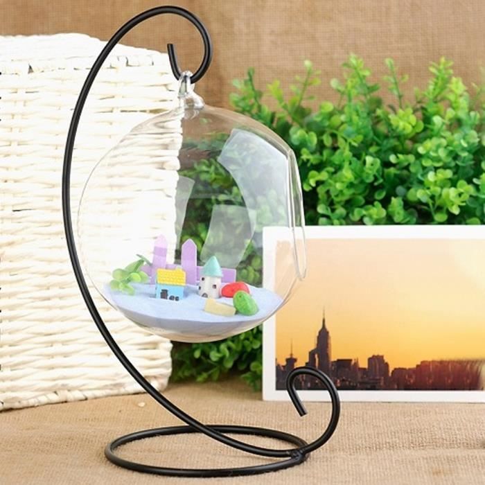 web Maand Verloren hart Vase en verre suspendu grand terrarium avec cadre pour plantes à air  plantes succulentes HB033 - Cdiscount Maison