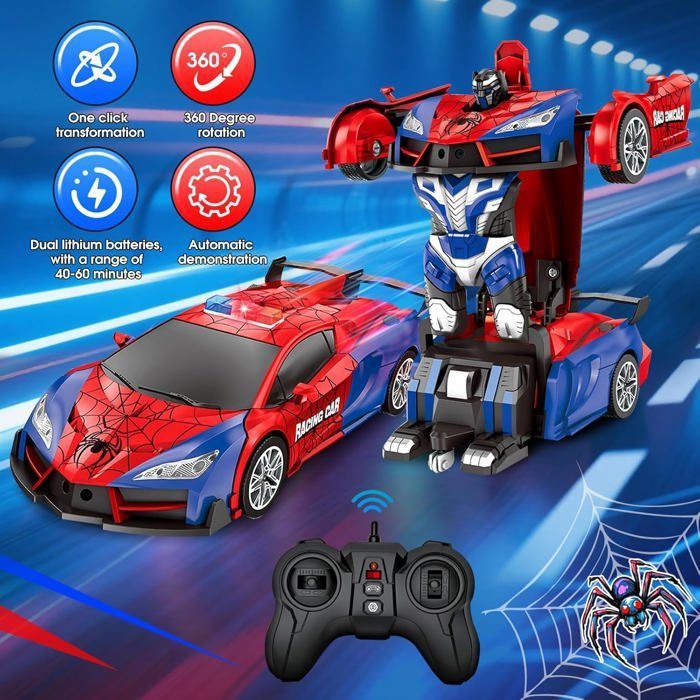 Braxel Voiture Transformable En Robot – 2 En 1, Télécommande 2,4 GHz, 50 Mètres, Dérive 360°, Dès 3 Ans