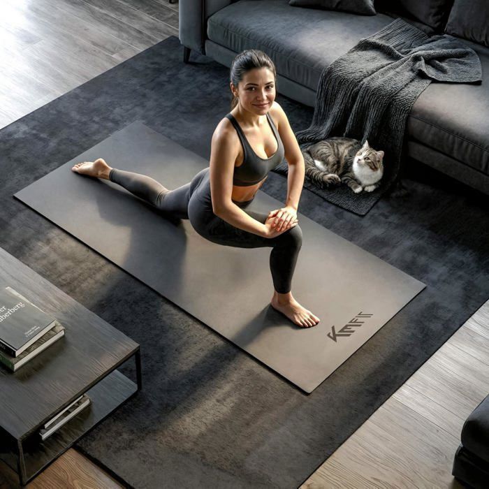 Tapis De Protection KM-Fit 120×60×0,8 Cm – Antidérapant, Anti-bruit, Pour Salle De Sport, Vélo Elliptique, Yoga – 4 Tailles