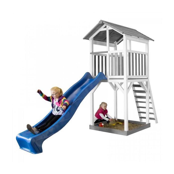 AXI Structure de jeu Beach Tower Gris Blanc avec toboggan Bleu - Jeux - Jouets AXI Structure de jeu Beach Tower Gris Blanc avec toboggan Bleu - Jeux - Jouets