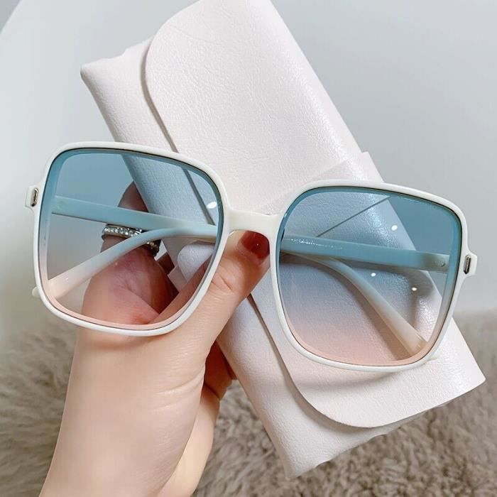 Lunettes de soleil pour femmes verres degrades UV400 decoration carree grande monture transparentes tendance luxe KHAKI Achat Vente lunettes de soleil Femme Cdiscount