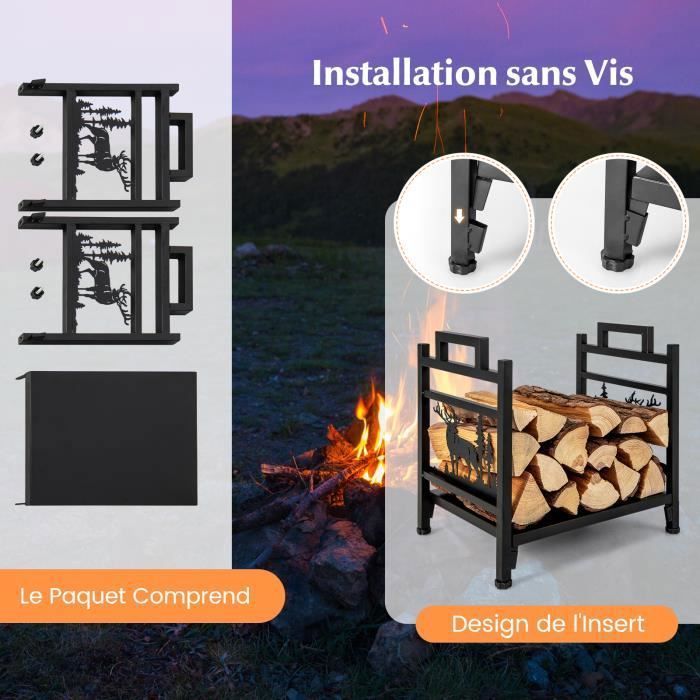 Outsunny Rangement Pour Bois De Chauffage, Porte Bûche Avec Poignées | Home Depot Canada