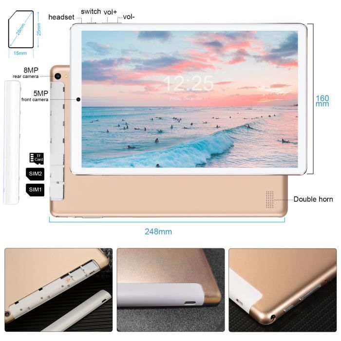 Tablette Tactile 10 Pouces FHD Android 9.0 Doule1