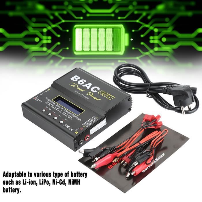 Duokon Chargeur de batterie B6AC 80W Chargeur de balance LCD numérique