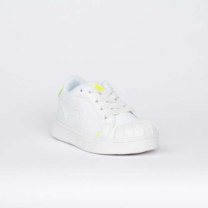 Basket Enfant Modele Usual Blanc Jaune Fluo Blanc et jaune fluo Cdiscount Chaussures