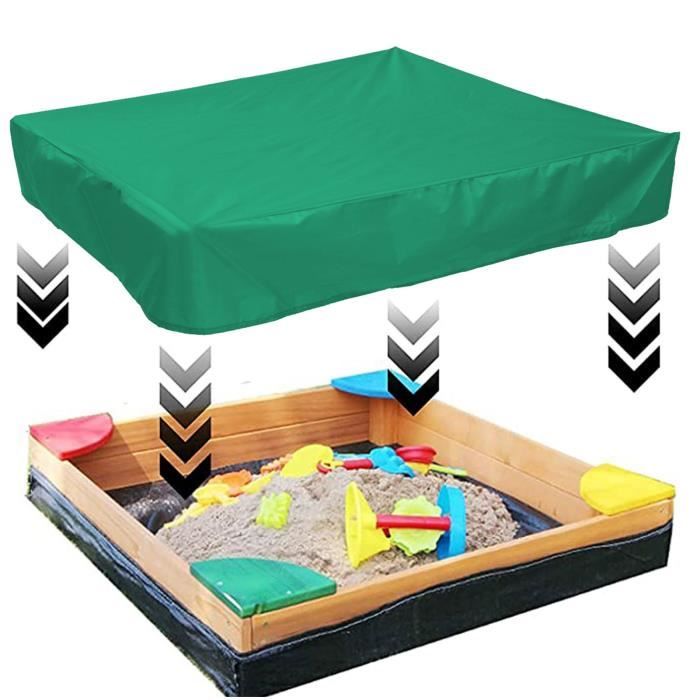 Housse de Bac à Sable à Cordon Carrée Antipoussière Imperméable en Tissu Oxford Pluie Extérieur Plage Parc Piscine Auvent de Bac à Sable Protecteur 180x180 cm