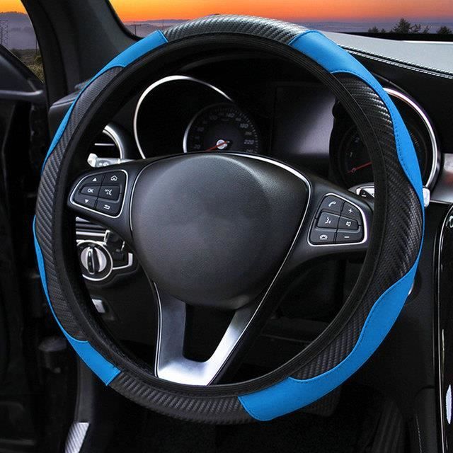 COUVRE-VOLANT,Bleu--Couverture de volant de voiture en cuir et Fiber de  carbone, pour peugeot 307 206 308 3008 306 407 205 508 406 1 - Cdiscount  Auto