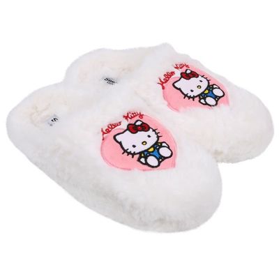 Pantoufles Hello Kitty Blanches - Chaussons D'intérieur Doux Avec Oreilles 3D Et Nœud Rouge - Confortables Et Mignons, Idéaux Pour La Maison - Pour Femmes Et Fans - 7