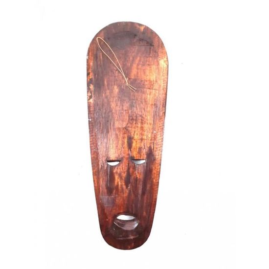Masque Africain en Bois 30cm motif Fleur - Décoration Murale