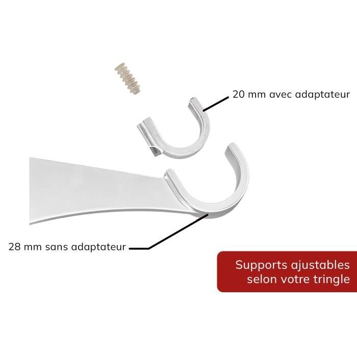 1 support simple/ouvert sans perçage pour barre GEKO blanc Ø20 mm