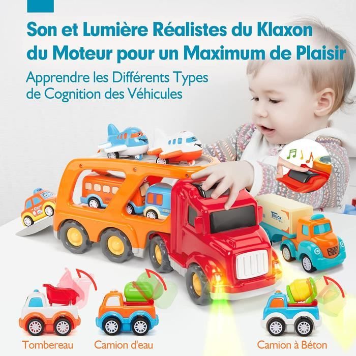Jouets Voiture Friction Mini - 4 Modèles Amusants Pour Enfants 1-5 Ans (Police, Ambulance, Pompiers, Camion)