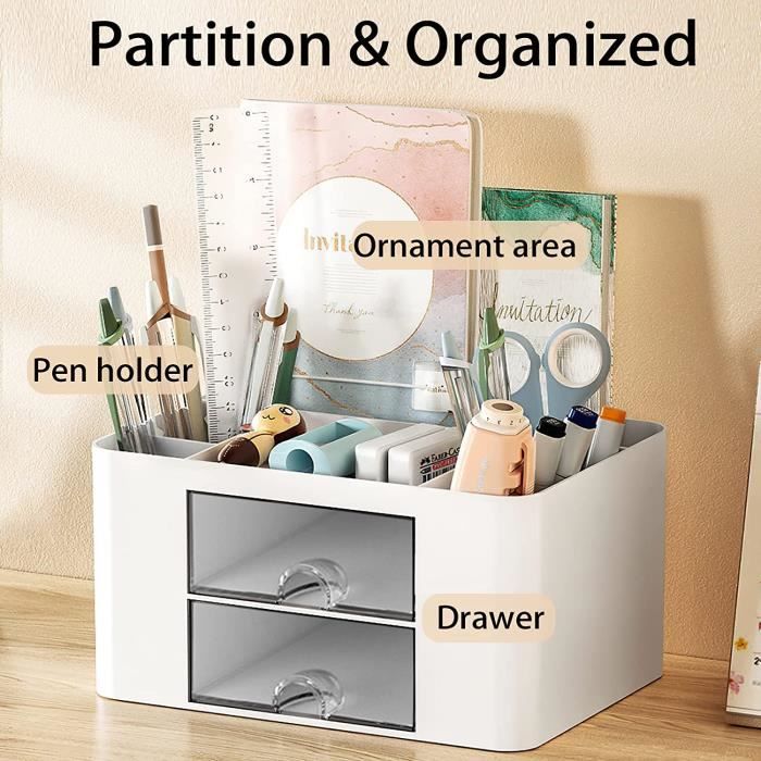 Dokeno Lot De 3 Organisateurs De Bureau Empilables Blanc - Boîtes De Rangement Plastique Pour Maquillage, Bijoux Et Fournitures