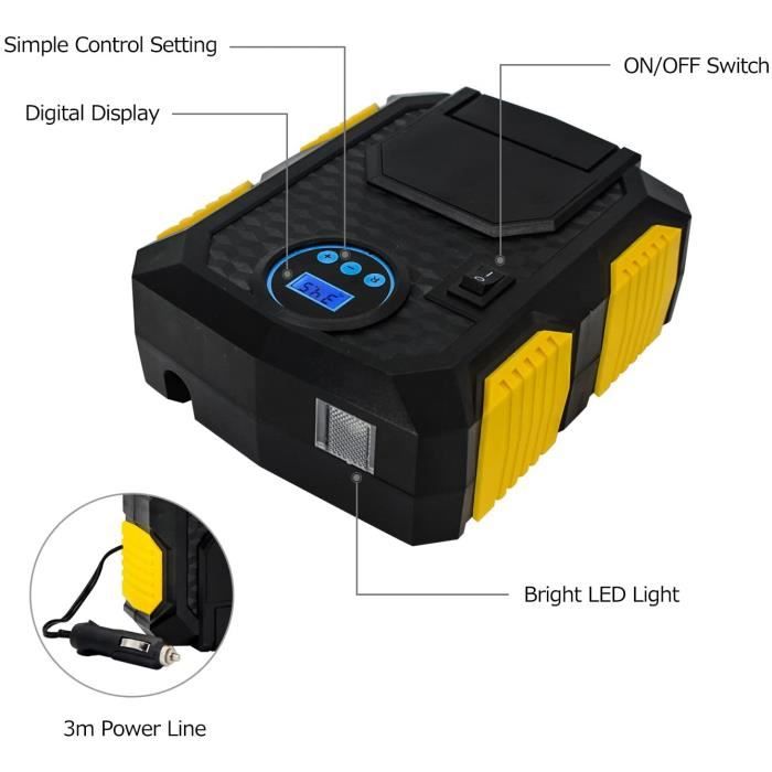 RUNING-Gonfleur de pneu portable Gonfleur de pneu 12V Interface allume-cigare 150 PSI Portable