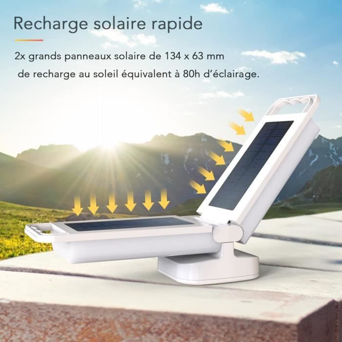 Rechargeable Bravzurg Lanterne De Camping Solaire Rechargeable 5000mAh - Lampe LED Portable Pliante Et Imperméable Pour Extérieur Et Intérieur - Accessoires Et Équipement D'Urgence Lampe Camping
