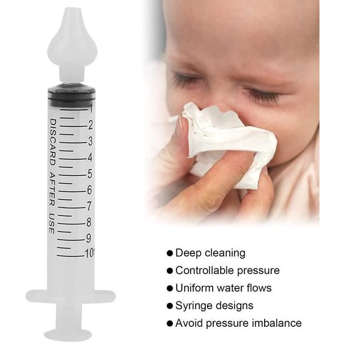 Mouche bebe seringue, 2 pièces de seringues professionnelles Irrigateur  nasal pour bébé Dispositif avec embout d'aspiration nasale en silicone  nettoyable et réutilisable seringue nasale bebe : : Bébé et  Puériculture