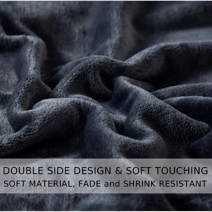 Plaid couverture en coton gris 240x220 - Andorinha