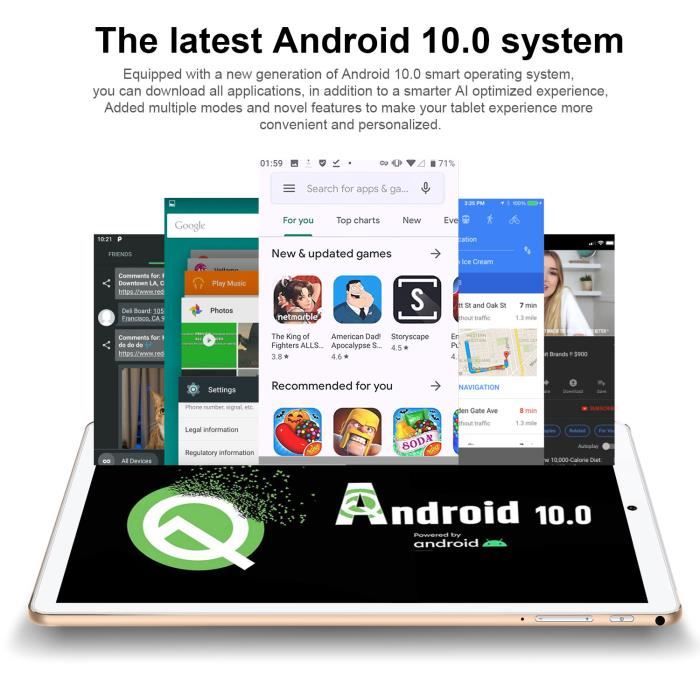 Tablette Tactile 10 Pouces FHD Android 9.0 Doule2