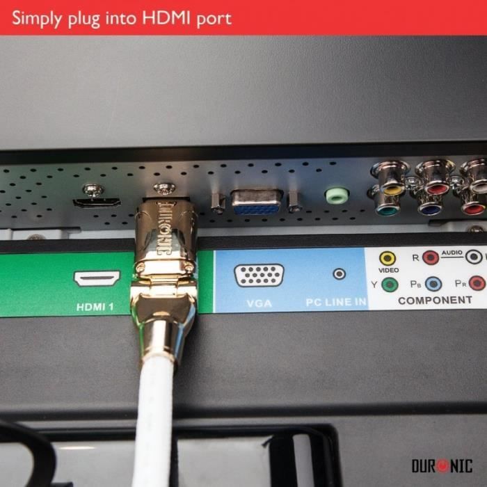 Duronic HDC01 / 1.5m - Câble HDMI blindé 1.4 - 1.5 mètre - Connecteurs en  plaqué or 24K inclinable et rotatif- permet la - Cdiscount Informatique