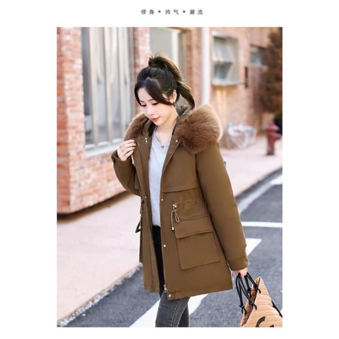 Manteau femme Hiver mi long simple Nouvelle arrivee Occasionnel couleur unie Chic Garder au chaud Noir QT Noir Cdiscount Pret a Porter