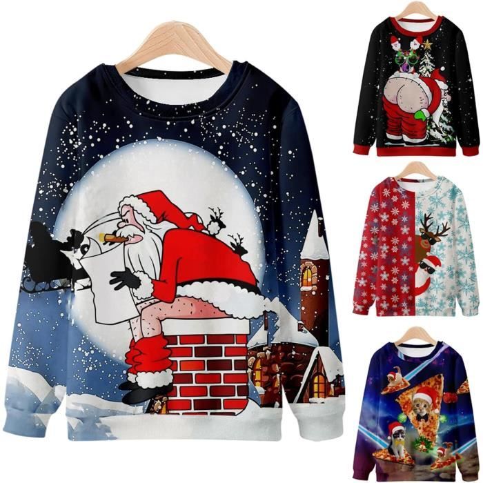 Pull De Noël Moche Pour Toute La Famille - Sweat à Manches Longues, Col Rond - Homme, Femme, Enfant - Idéal Pour Photos Et Fêtes Festives - 8