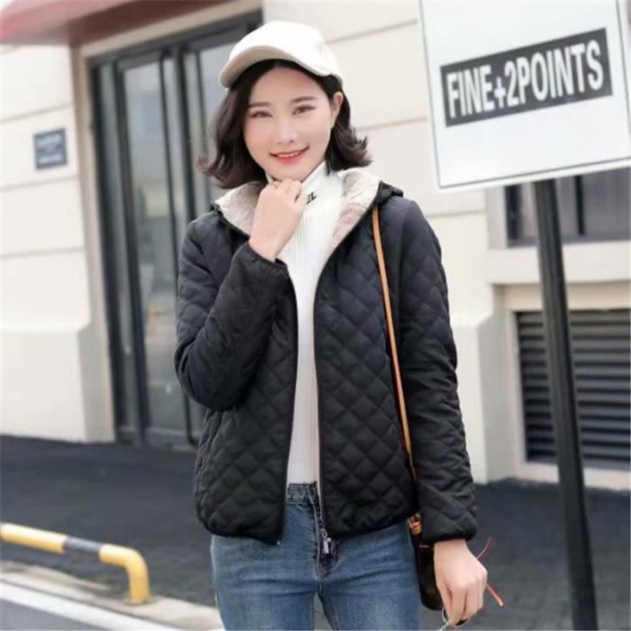 DOUDOUNE Femme Hiver Nouvelle Mode Confortable Plus velours Vetements en coton Noir GO Noir Cdiscount Pret a Porter