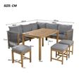 Salon de Jardin avec canapé d'angle, 3 tabourets et 1 table, structure en bois d'acacia pour extérieur, gris-3