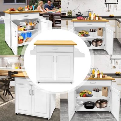 Chariot De Cuisine Modulable 4 Niveaux Avec Roulettes Et Crochets - Blanc - MT MALATEC 24291 - Rangement Mobile - 2