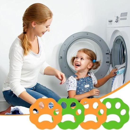 Attrape-poils Machine à Laver - Lot De 4 Balles Flottantes Réutilisables - Compatible Poils Animaux, Peluches - Facile à Nettoyer