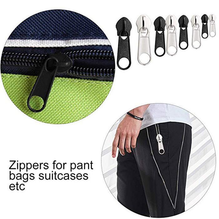 AERZETIX C62941 - Lot de 10 curseurs de valise N°8 non verrouillables pour fermeture éclair en nylon avec collier pour cadenas - Couleur : argenté - en métal