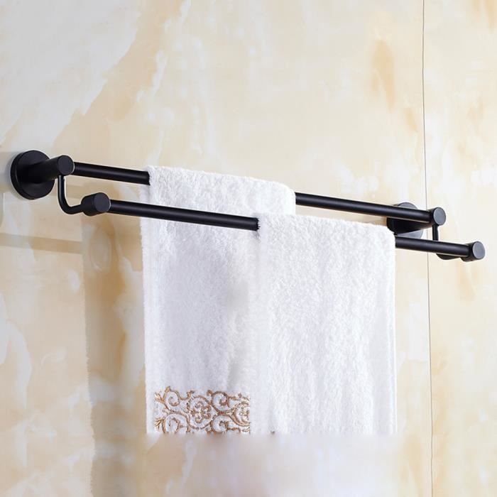 RETYOVE Porte-Serviettes Noir Multicouche Mural En Aluminium - Barres Porte-Serviettes 3 Niveaux 50cm Avec Crochets Pour Cuisine Et Salle De Bain
