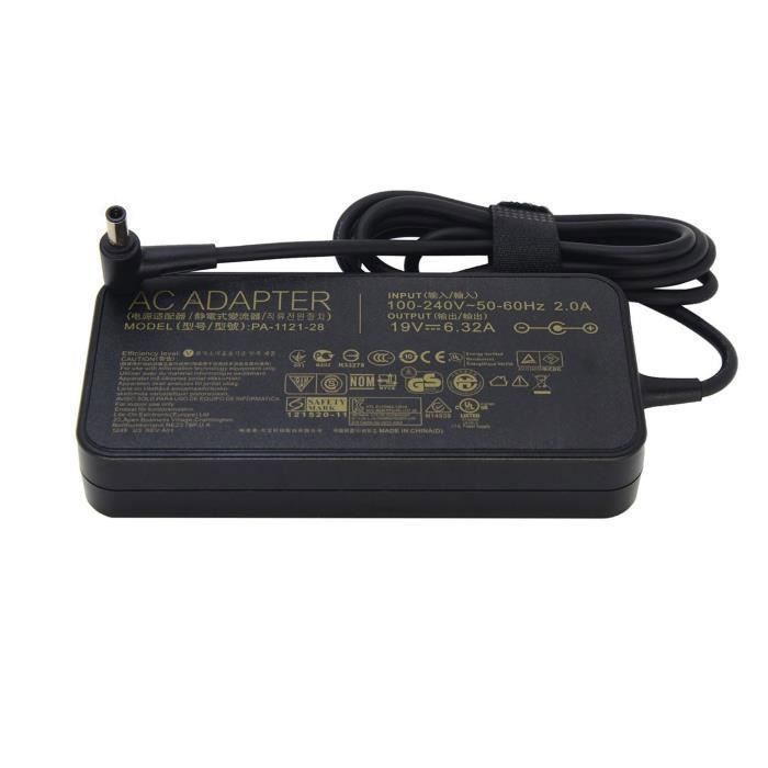 LEICKE ULL Alimentation 120W 19V 6,32A pour PA-1121-28 ADP-120RH B ASUS VivoBook Pro 15 N580VD N580V N705UD x705uv FX504 UX510UW N752VX N552VX N552VW GL553VW G553VW GL553 Rog G550 G551 G552 GL552
