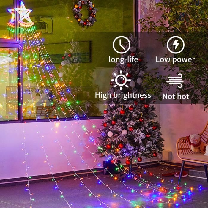 OHMG 350 LED Guirlande Lumineuse Sapin de Noël Avec Etoile, 9 * 3.5m Rideau  Lumineux Sapin de Noël, Décoration Noël - Cdiscount Maison