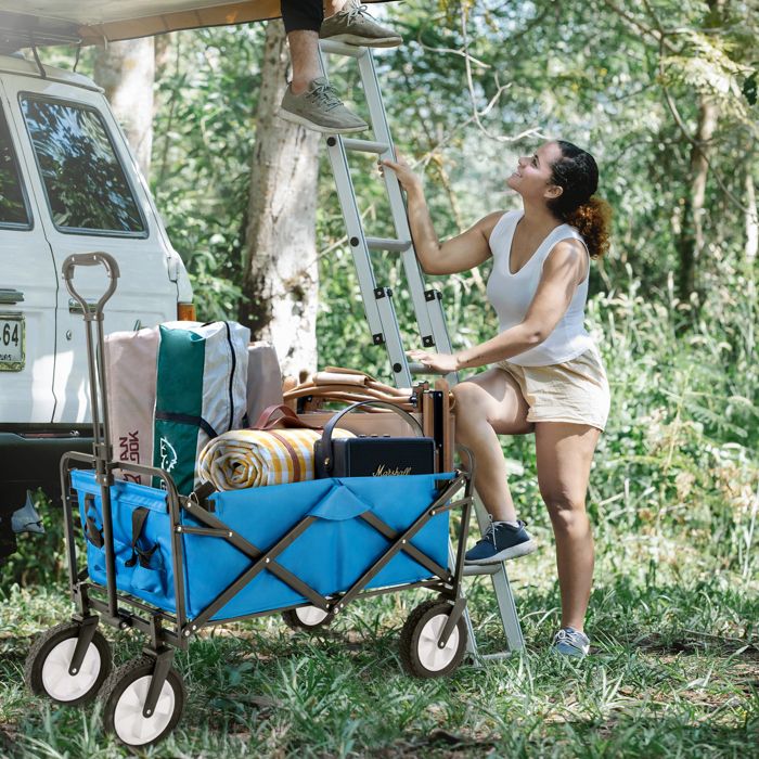 Chariot Jardin 4 Roues 300kg - Benne 200L Pliable | Remorque Tondeuse Acier