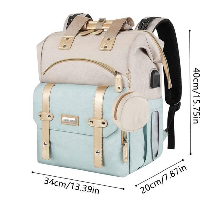 Sac à Langer Réutilisable 2-en-1 - Organisateur Couches + Matelas à Langer - Dimensions 37x22 Cm Ouvert - Plusieurs Compartiments - 4