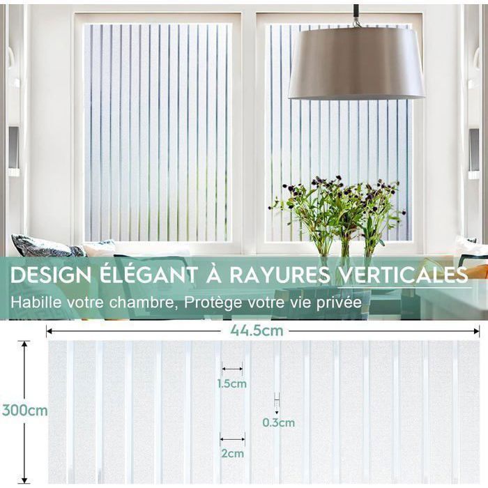 Film Fenetre Electrostatique Film occultant Anti UV Anti Regard pour Bureau Maison Salle de Bain (Motif, 30 * 300CM