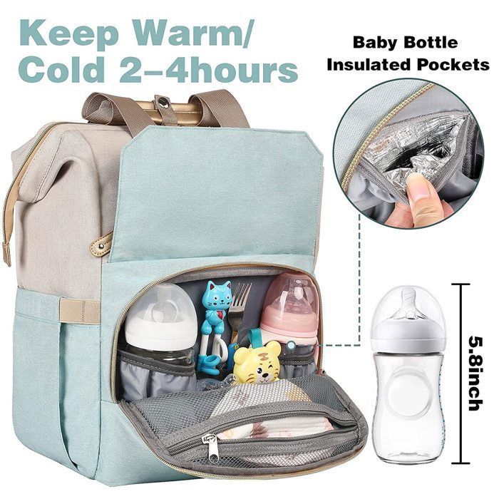 Sac à Langer LexiRoman Multifonction Grande Capacité – Sac à Dos Bébé Avec Matelas à Langer, USB Et Poches Isothermes Pour Parents