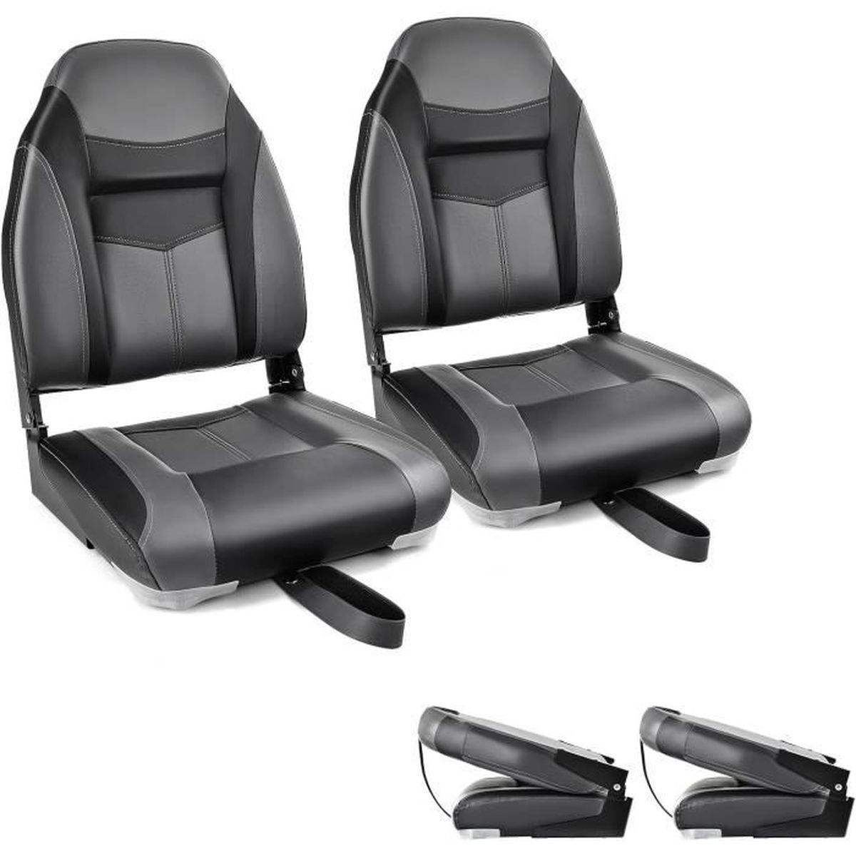 Siège De Bateau Sport – Relevable (flip-up) – PVC Cuir Imperméable – Pêche Ou Plaisance