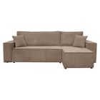 LOUNGITUDE Canapé d'angle FARAH convertible et réversible 4 places en velours cotelé - Taupe
