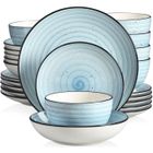 vancasso Série BONBON-BL, 24 Pièces Service de Table en Céramique, Service Complet pour 6 Personnes Bleu