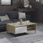 vidaXL Table basse blanc et chêne sonoma 90x60x35 cm bois d'ingénierie 806009