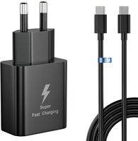 Chargeur USB C Rapide 25W pour Samsung Galaxy A34 A54 5G, S24 S23 ect Flip4 Super Fast Charging Secteur avec 2m Cable USB Type C