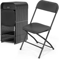 Paquet de 20 chaises pliantes en plastique noir, pour événements bureau fête pique-nique cuisine salle à manger