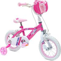 Vélo Enfants Huffy Glimmer - Vélo pour filles 3-5 ans - 12" Rose - Stabilisateurs inclus